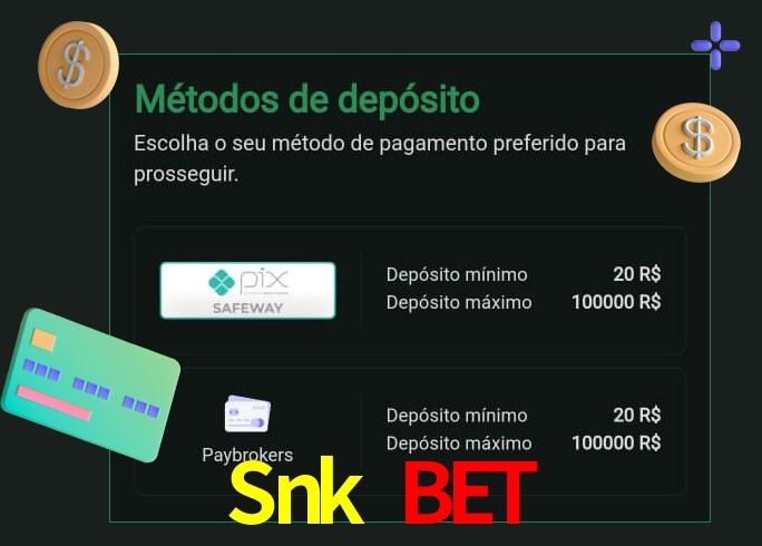O cassino Snk Bet oferece uma grande variedade de métodos de pagamento